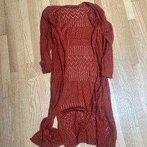Long open knit cardigan